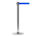 Global Industrial Retractable Belt Barrier, 40 Stainless Steel Post, 10' Blue Belt 708415BL